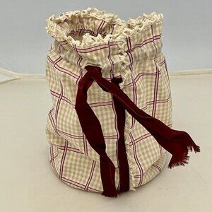 Vintage 1988 Pleasant Company American Girl Plaid Drawstring Travel Bag